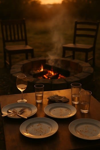 Qril söndükdən sonra qalan isti köz və sakit masa