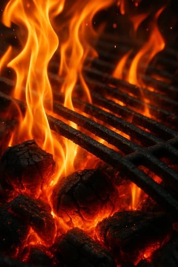 Qril alovunun yaxın plan görüntüsü