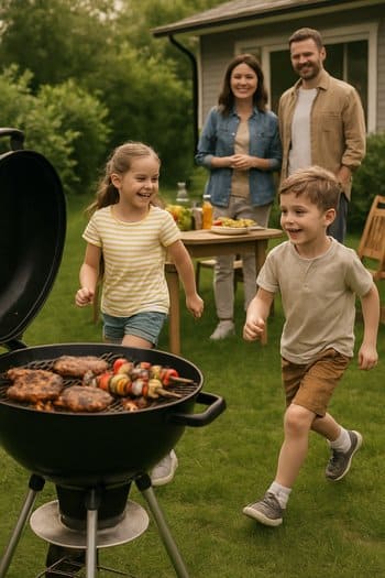 Uşaqlar üçün qril zonası ilə masa arasında təhlükəsiz məsafə