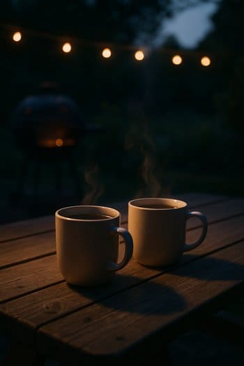 Qril söndükdən sonra masada qalan iki fincan