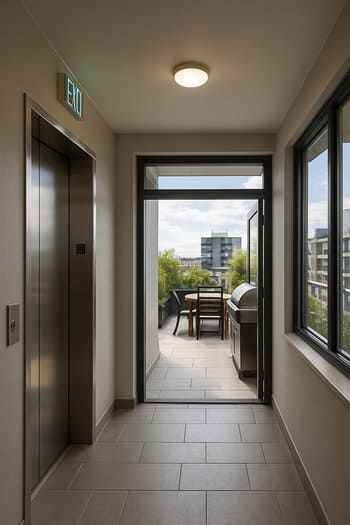 Lift və pilləkənlər vasitəsilə terrasa çıxış marşrutu