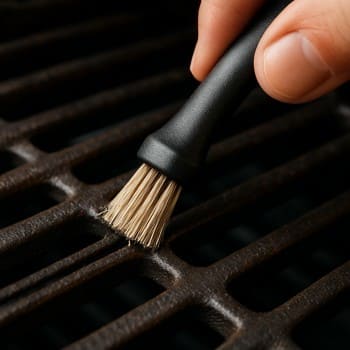 Qril fırçası ilə barmaqlıqların detal təmizlənməsi