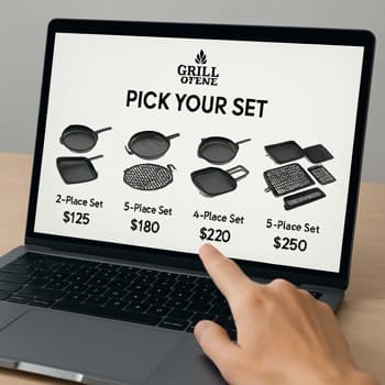 Noutbuk ekranında Grill Grove onlayn set seçimi