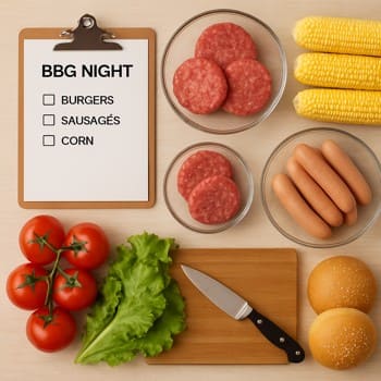 Qril axşamı üçün hazırlanmış masa və siyahı