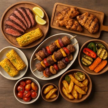 Paylaşılan qril boşqabları və taxta tepsi