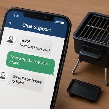 Telefon ekranında Grill Grove ilə mesajlaşma pəncərəsi