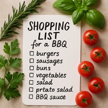 Qril mağazasında əlində siyahı olan alıcı